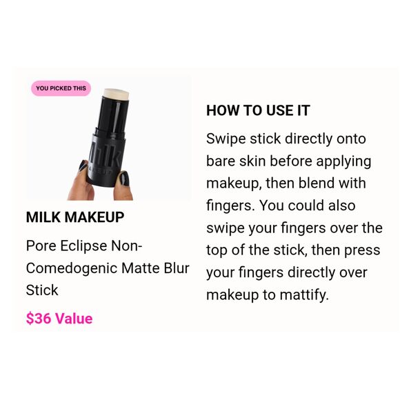 MILK MAKEUP Pore Eclipse Matte Blur Priming Setting Stick NEW MSRP $36 - Picture 11 of 16